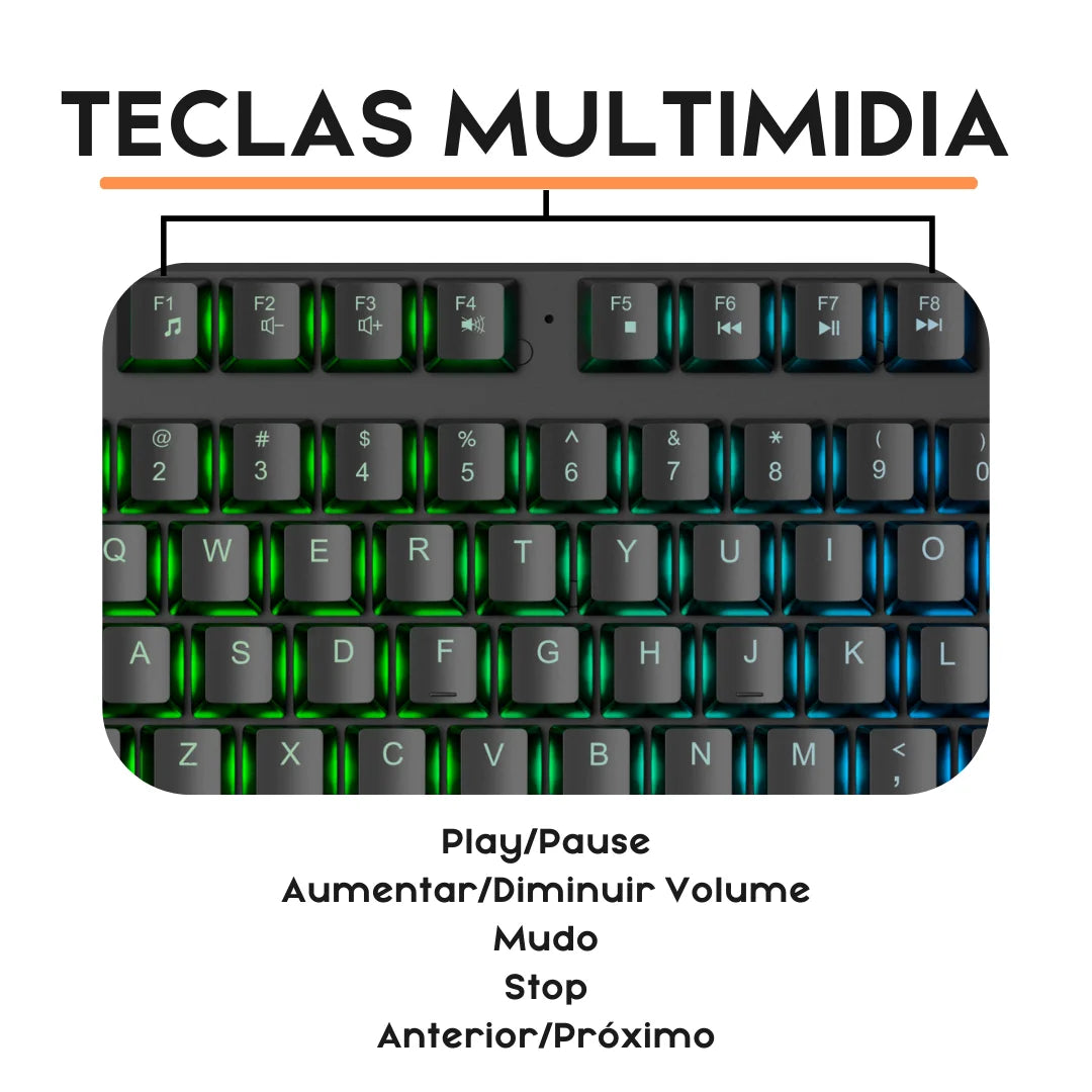 Teclado Gamer Semi Mecânico Led Rgb Abnt2 Usb Pc Ps4 Xbox
