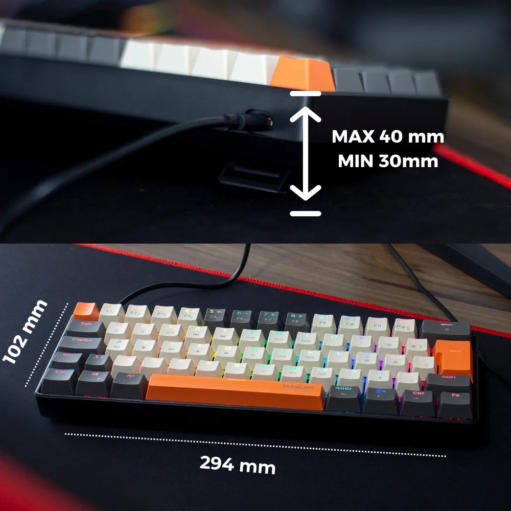 Teclado Mecânico Gamer 60% Computador Rgb Usb Pc Laranja