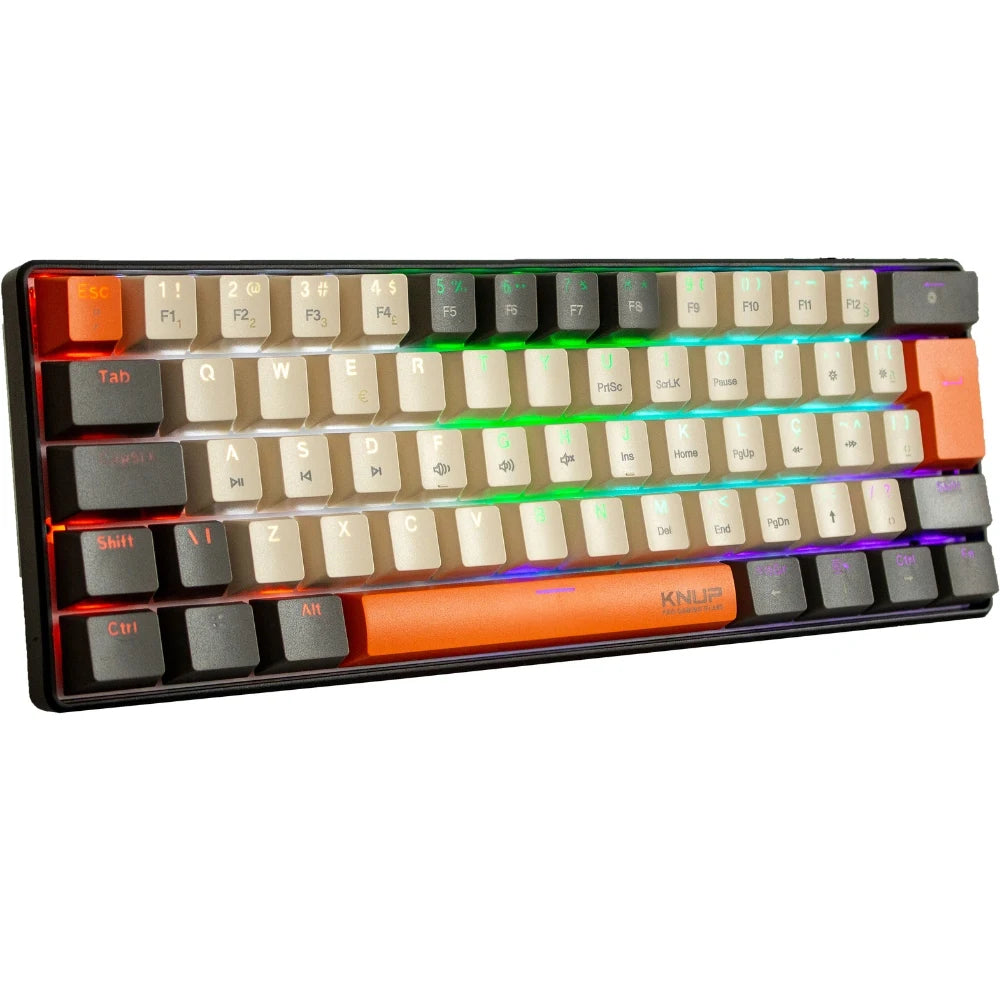 Teclado Mecânico Gamer 60% Computador Rgb Usb Pc Laranja