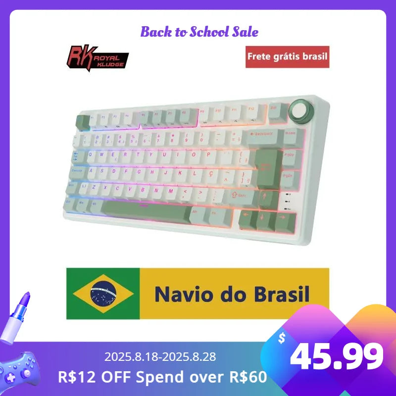 Royal Kludge RK R75 Brazilian Mechanical Keyboard Gasket Wired Gamer Keyboard  Hot-swappable 80 Keys RGB Backlit MDA PBT Keycaps