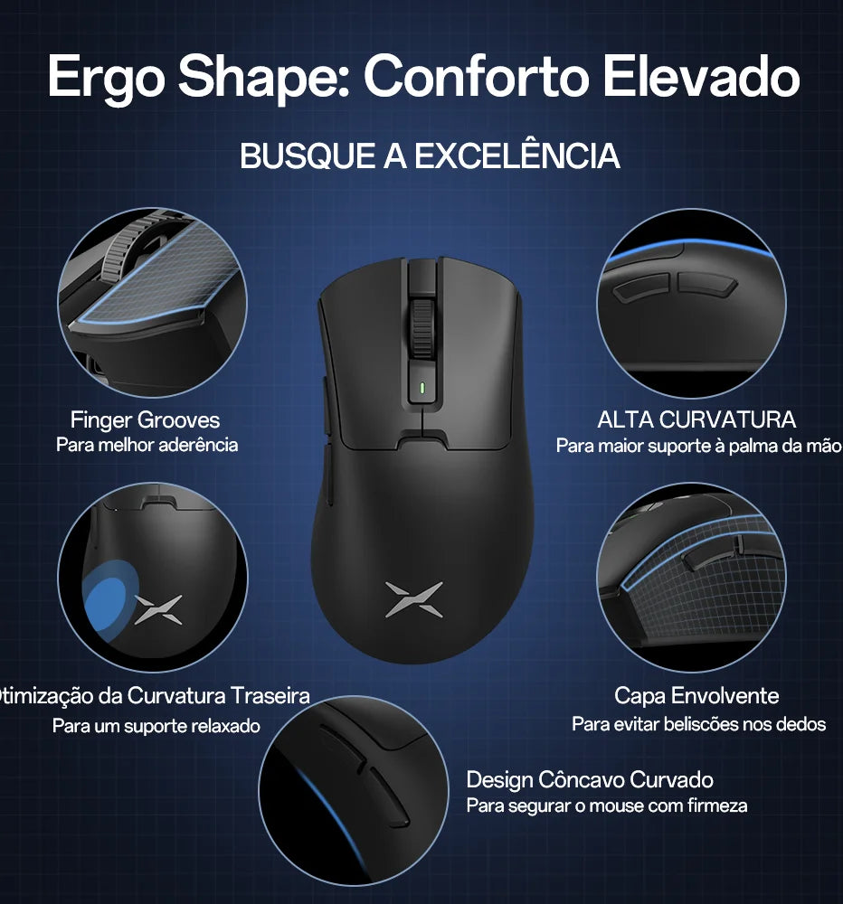 Delux M900PRO Wireless Gaming Mouse with 8K Polling Rate PAW3395 RGB Charging Dock Ergonomic Design 63g Lightweight for PC Latop