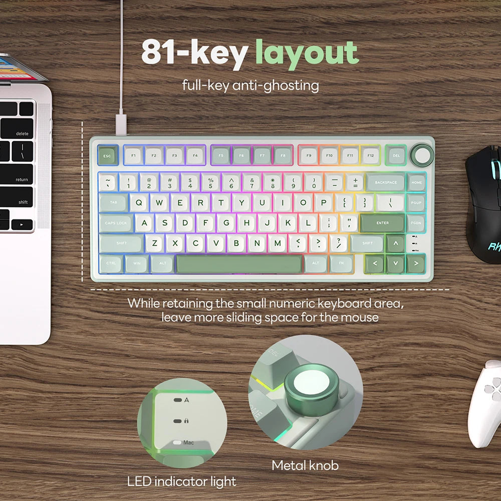 Royal Kludge RK R75 Brazilian Mechanical Keyboard Gasket Wired Gamer Keyboard  Hot-swappable 80 Keys RGB Backlit MDA PBT Keycaps